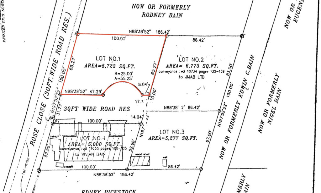 Plot plan for Lot 1 Rose Close, Nassau Bahamas